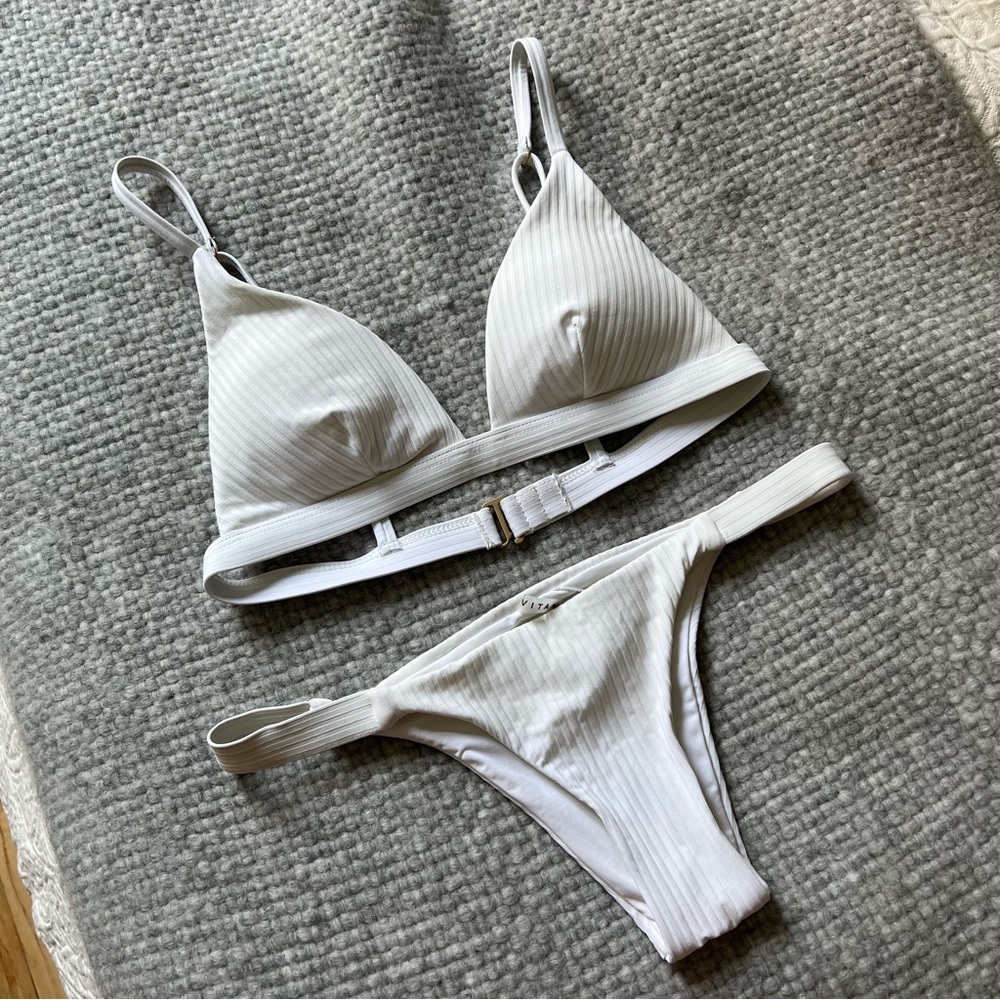 Vitamin A White Ribbed Bikini